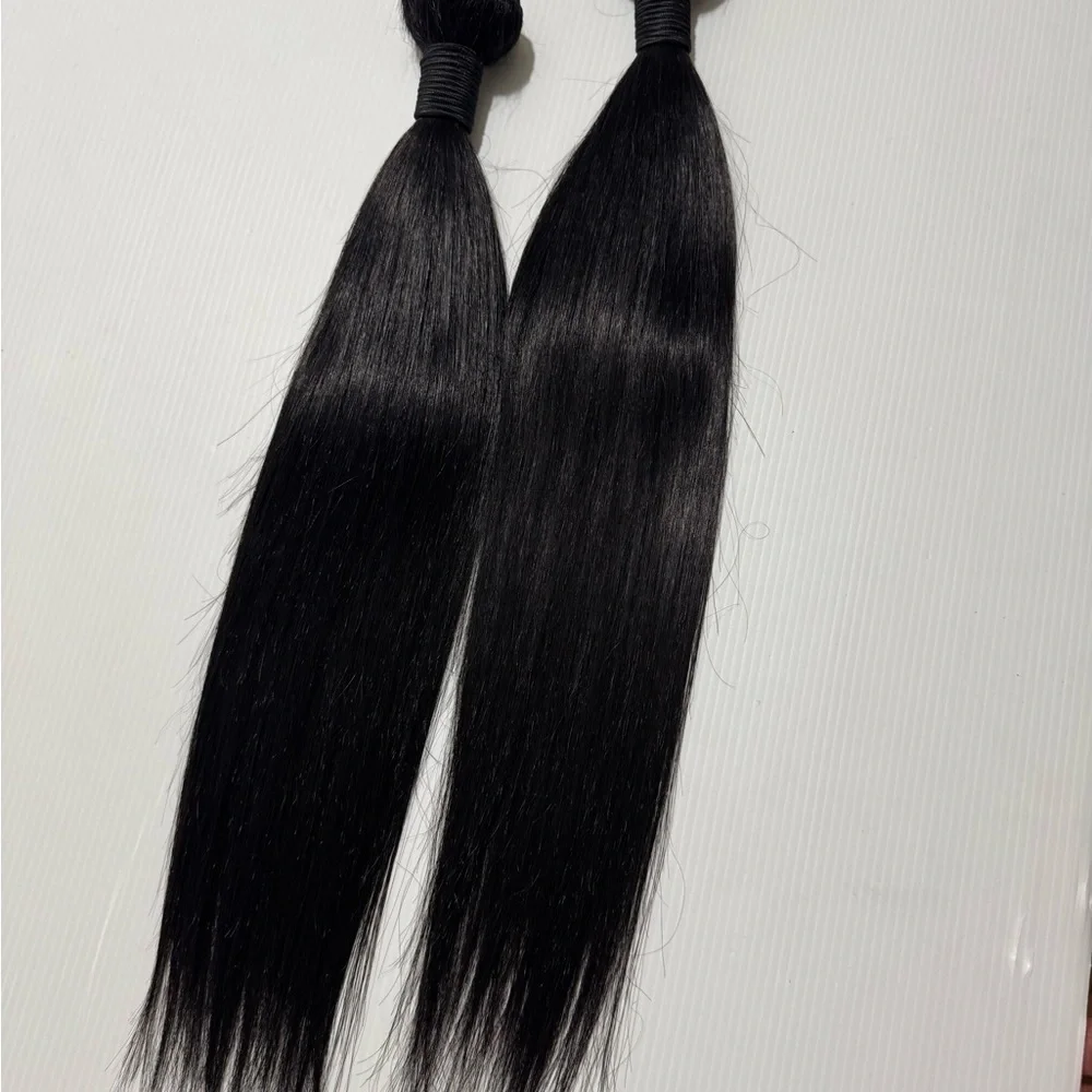 Human hair Blend 18 & 20 inches Black Straight Bundles - Weave / Weft